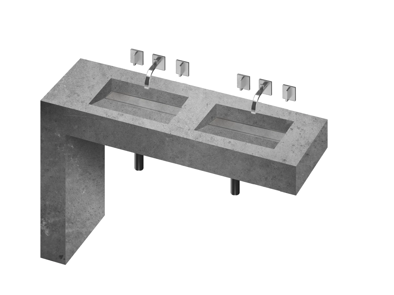 COSENTINO Equilibrium 2 Double Bowl One-piece Vanity Sink 2 COSENTINO Equilibrium 2 Double Bowl One-piece Vanity Sink