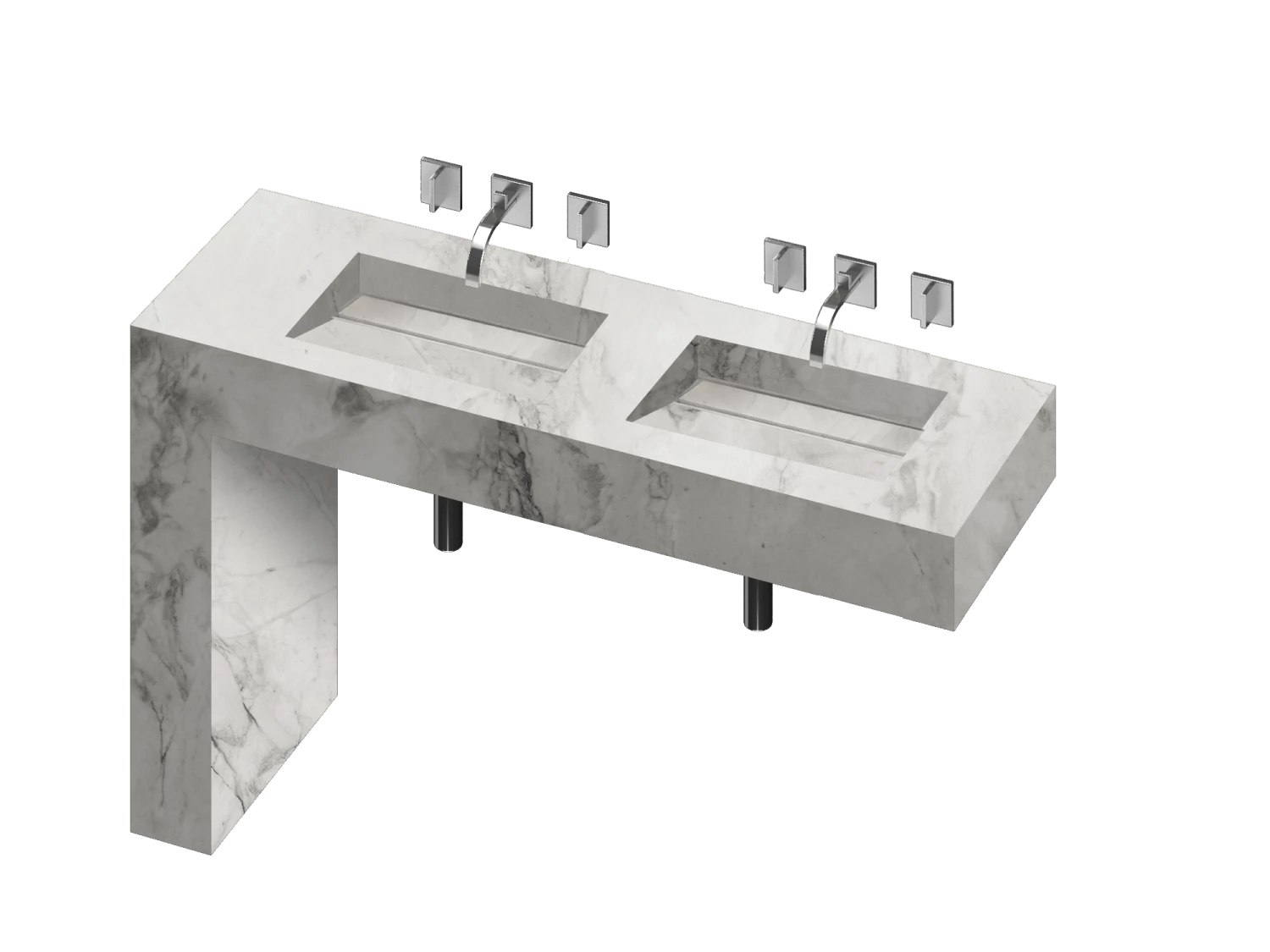 COSENTINO Equilibrium 2 Double Bowl One-piece Vanity Sink 6 COSENTINO Equilibrium 2 Double Bowl One-piece Vanity Sink