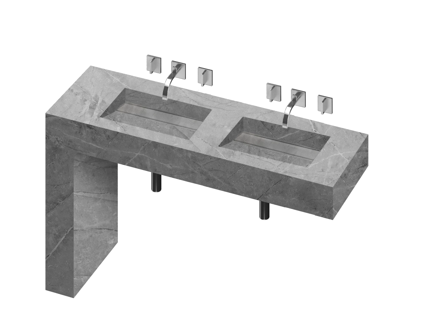COSENTINO Equilibrium 2 Double Bowl One-piece Vanity Sink 7 COSENTINO Equilibrium 2 Double Bowl One-piece Vanity Sink
