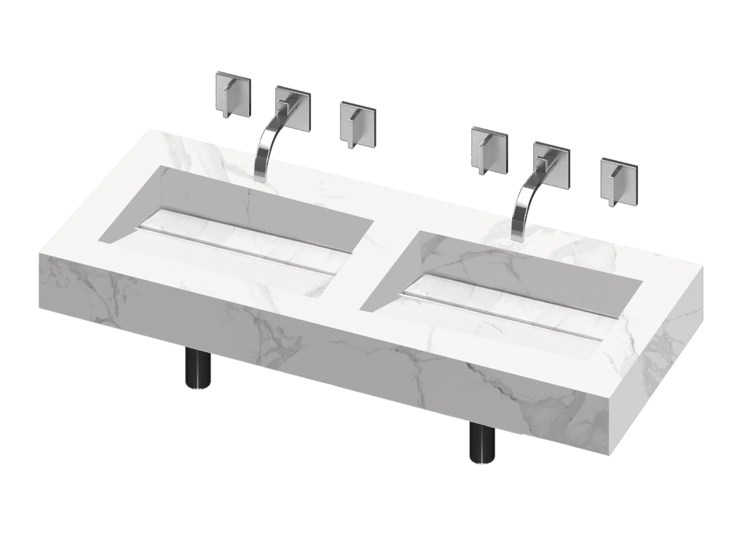 COSENTINO Simplicity 2 Double Bowl One-piece Vanity Sink 16 COSENTINO Simplicity 2 Double Bowl One-piece Vanity Sink